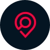 Rotes Standort-Icon auf schwarzem Hintergrund
